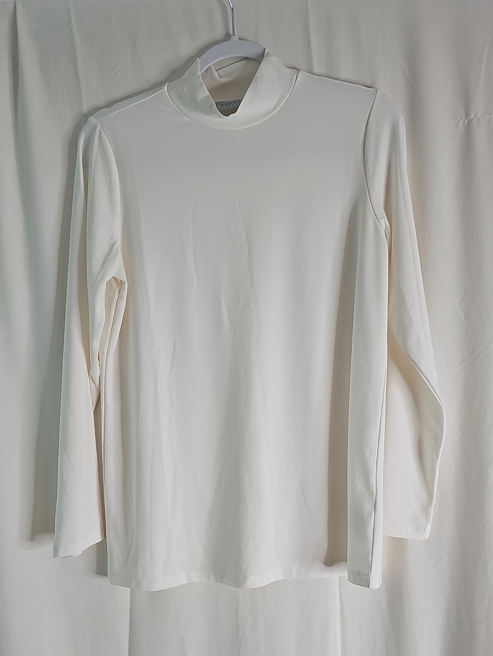 Susan Graver Ivory Long Sleeve Mock Turtleneck Top - Picture 1 of 5